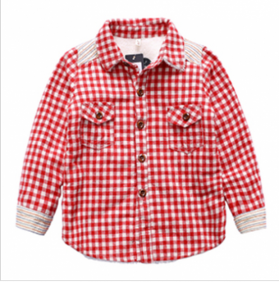 kids boy red check t-shirt